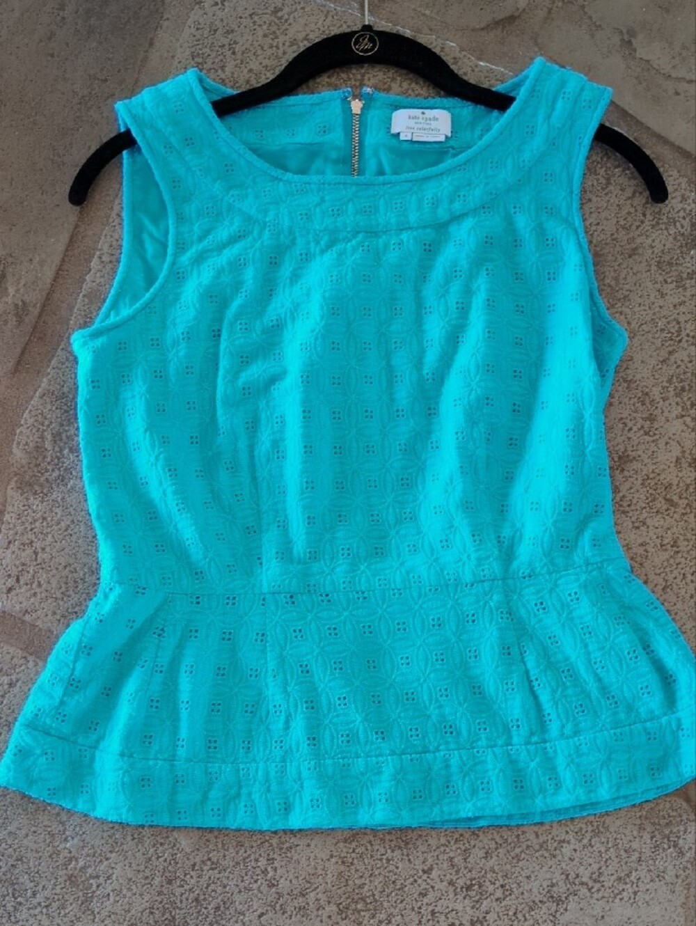 Kate Spade Turquoise Eyelet Peplum Top 4